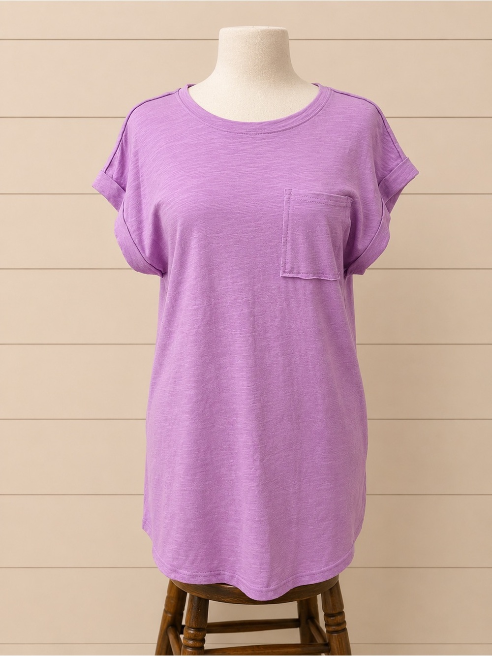 Mid Length Picket Tee Dress with Pockets